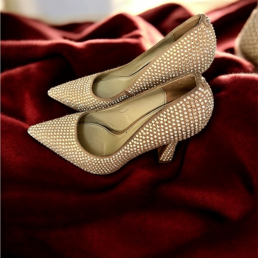 Sam Edelman Tan Rhinestone Heels